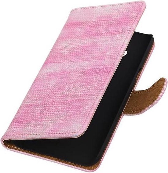 Hagedis Bookstyle Hoes - Wallet Case Telefoonhoesje - Geschikt voor Samsung Galaxy J3 J300F Roze