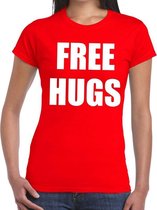 Free hugs tekst t-shirt rood dames M