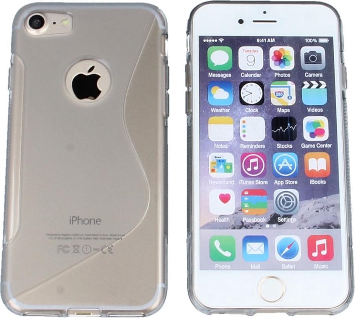 S Line Gel Silicone Case Hoesje Transparant Grijs Grey voor Apple iPhone 7