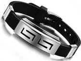 BY-ST6 - siliconen jongens armband - kinder armband - verstelbaar - met RVS plaat