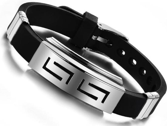 BY-ST6 - siliconen armband - kinder armband - verstelbaar - met RVS plaat | bol.com