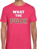 What the Fuck tijger print tekst t-shirt roze heren 2XL