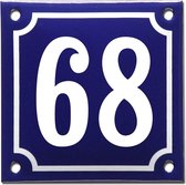 Emaille huisnummer blauw/wit nr. 68