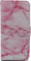 iPhone X & XS Hoesje met Print - Portemonnee Book Case - Kaarthouder & Magneetlipje - Marmer Roze