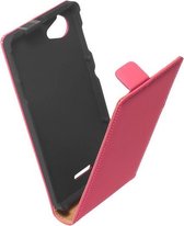 LELYCASE Premium Flip Case Lederen Cover Bescherm Cover Sony Xperia L Pink
