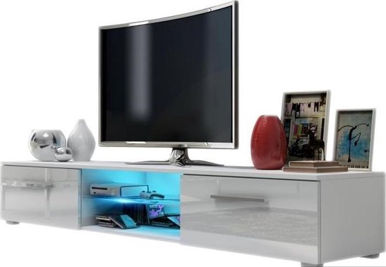 bol.com | TV meubel dressoir Edit met LED verlichting body wit front  hoogglans wit