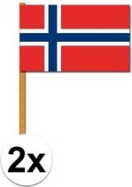 2x Luxe zwaaivlaggen/handvlaggetjes Noorwegen