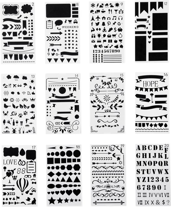 Bullet journal stencils