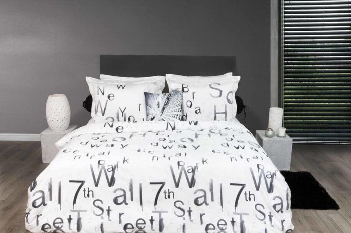 Heckettlane HNL Refined Satin Wallstreet Dekbedovertrek - Litsjumeaux XL - 260x200/220 cm - Offwhite multi
