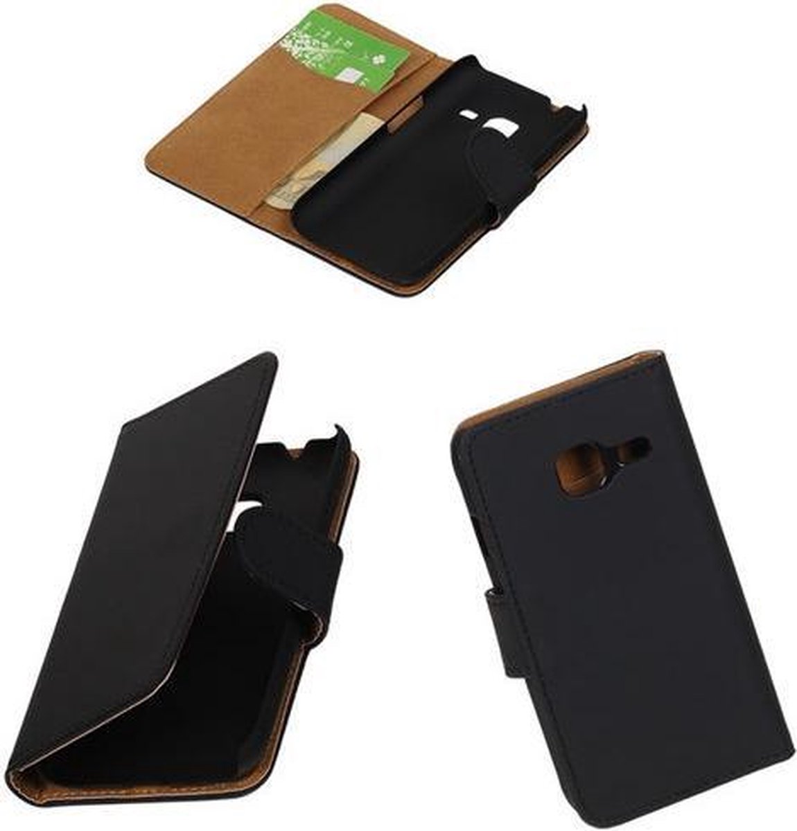 Zwart bookcase voor Samsung Galaxy J1 mini wallet case Telefoonhoesje