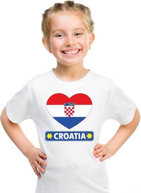 Alternatief voorstel Verborgen Inloggegevens Kroatie hart vlag t-shirt wit jongens en meisjes 122/128 | bol.com