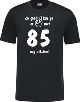 Mijncadeautje - Leeftijd T-shirt - Zo goed kun je er uitzien 85 jaar - Unisex - Zwart (maat XXL)