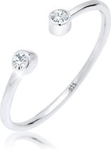 Elli Ringen Verstelbaar Solitaire Statement - Kristallen - 925 sterling zilver - zilverkleurig - one size