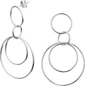 The Fashion Jewelry Collection Oorhangers Rondjes - Zilver Gerhodineerd