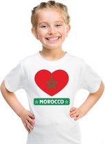 Marokko hart vlag t-shirt wit jongens en meisjes 122/128