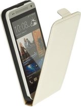 LELYCASE Flip Case Lederen Hoesje HTC One Mini Wit