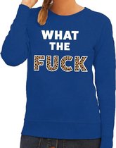 What the Fuck tijger tekst sweater blauw voor dames 2XL