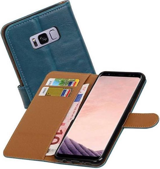 Zakelijke Book Case Telefoonhoesje Geschikt voor de Samsung Galaxy S8 Plus - Portemonnee Hoesje - Pasjeshouder Wallet Case - Blauw