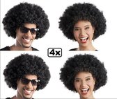 4x Pruik Afro unisex zwart