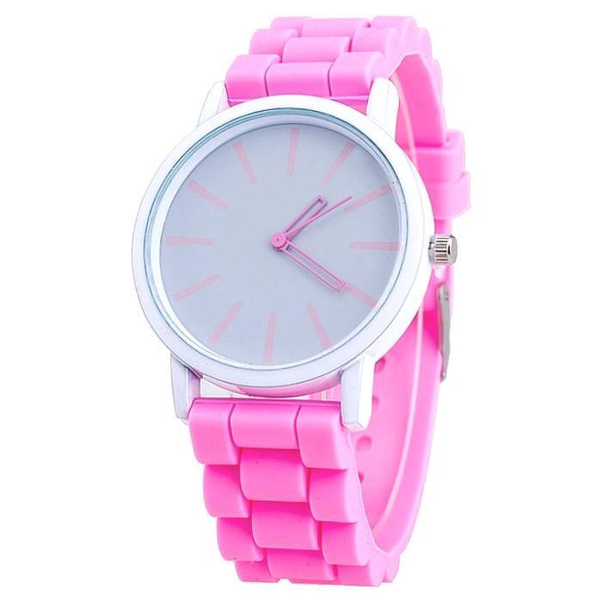Fako® - Horloge - Siliconen - Stripes - Roze