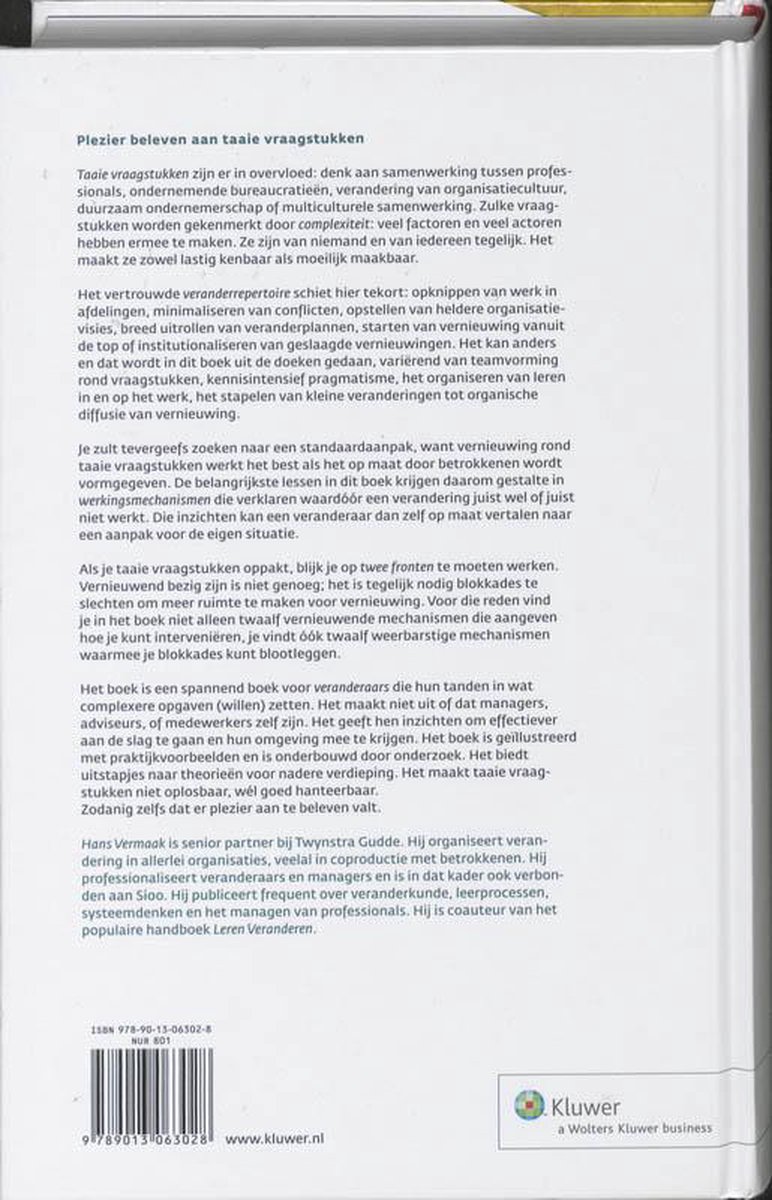 Boekomslag met tekst in het Nederlands. ISBN-nummer en KLUWER logo zichtbaar.