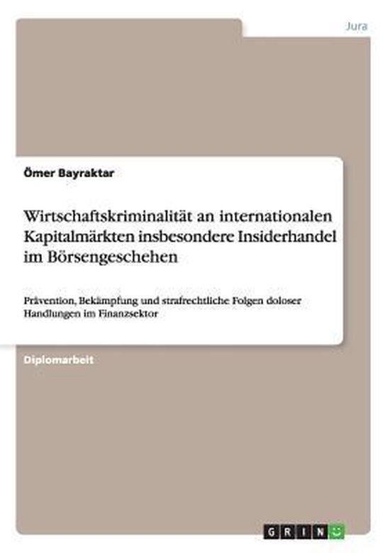 Wirtschaftskriminalitat an internationalen Kapitalmarkten in ... - cover