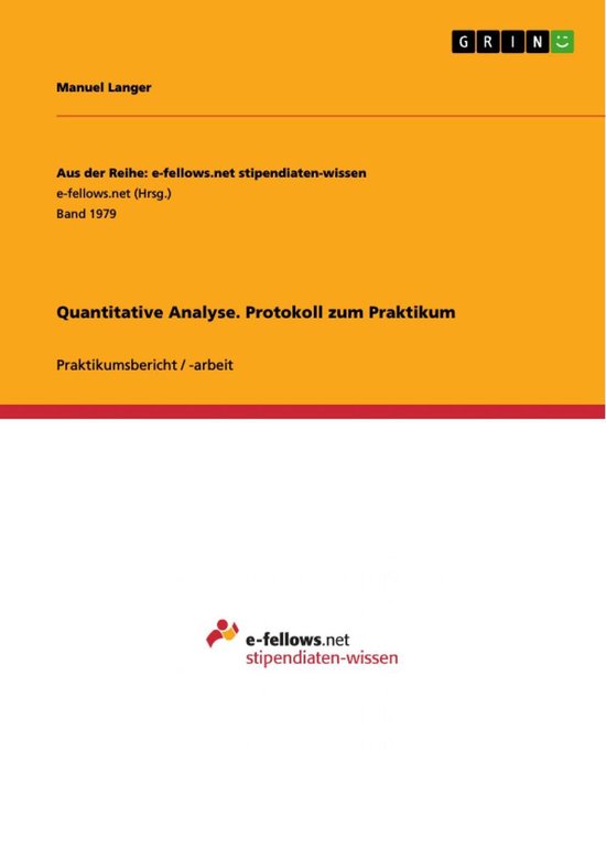 Quantitative Analyse. Protokoll zum Praktikum - cover