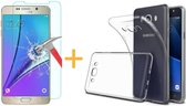 Samsung Galaxy J5 (2016) - Siliconen Transparant TPU Gel Case Cover + Met Gratis Tempered Glass Screenprotector 2,5D 9H (Gehard Glas) - 360 graden protectie