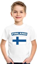T-shirt met Finse vlag wit kinderen L (146-152)
