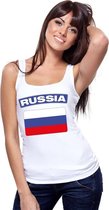 Singlet shirt/ tanktop Russische vlag wit dames S