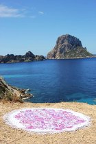 Mycha Ibiza – roundie – rond strandlaken – zeemeermin – roze – 100% katoen – franje