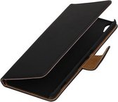 Zwart Effen booktype wallet cover - telefoonhoesje - smartphone hoesje - beschermhoes - book case - hoesje voor Sony Xperia XA