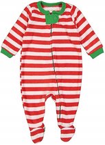 Baby fleece Unisex Kerstmis Gestreepd Pijama Rood En Wit (Maat 98/3 Jaar)