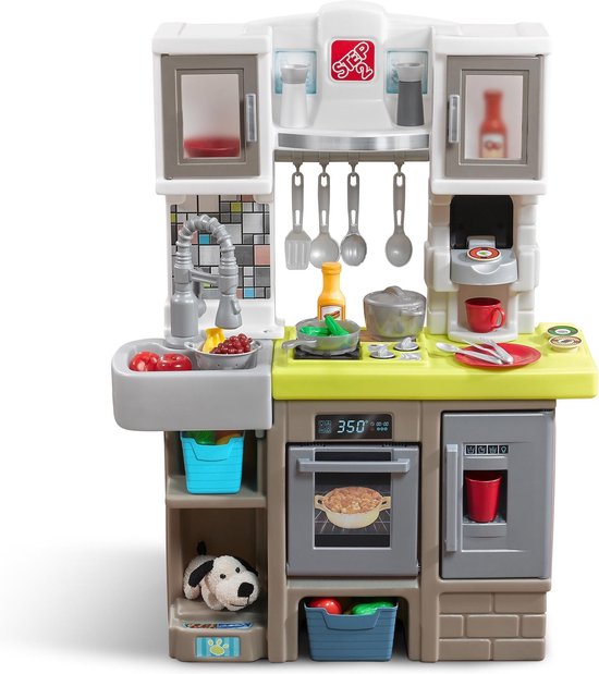 Bol Com Step2 Speelgoedkeuken Contemporary Chefs Kitchen 98 Cm Bruin Inclusief 20 Delige