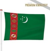 Turkmeense Vlag Turkmenistan 100x150cm - Kwaliteitsvlag - Geschikt voor buiten
