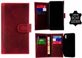 Samsung Galaxy S9 hoesje - Bookcase - Portemonnee Hoes Echt leer Wallet case Antiek Bordeauxrood