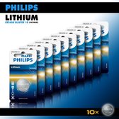 Philips Lithium Knoopcel batterijen CR2450 - Knoopcellen 600 mAh - CR2450 3V - 10 stuks