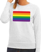 Gay pride regenboog vlag sweater grijs voor dames XL