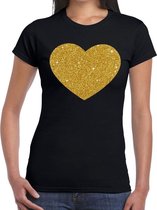 Hart van goud glitter fun t-shirt zwart dames - dames shirt Hart van goud XXL