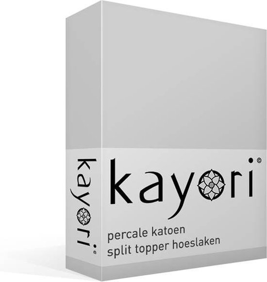 Kayori Shizu - Percale katoen - Split-topper - Hoeslaken - Tweepersoons - 160x210 cm - Zilvergrijs
