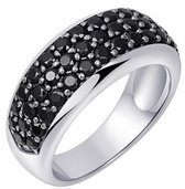 Schitterende Zilveren Ring met Zwarte Zirkonia's 16.00 mm. (maat 50) model 150