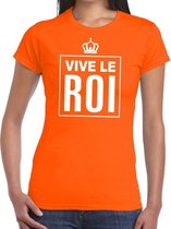 Oranje Vive le Roi Franstalige tekst shirt dames - Oranje Koningsdag/ Holland supporter kleding L