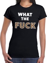 What the Fuck tijger print tekst t-shirt zwart dames L