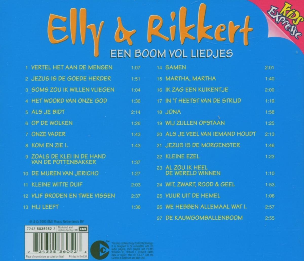 Beste bol.com | Een Boom Vol Liedjes 1, Elly & Rikkert | CD (album) | Muziek TC-78
