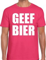 Geef Bier t-shirt roze heren XL