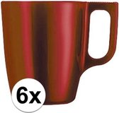 6x Rode koffie bekers/mokken 250 ml