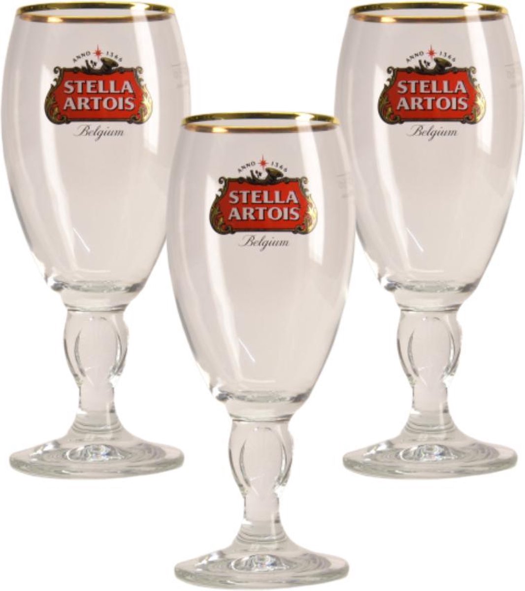 Stella Artois op voet Bierglas - 25cl - Set van 3 | bol.com