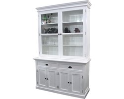 Vitrinekast wit - landelijke vitrinekast wit - 145bx35/50dx220 hoog - gemonteerd - Nova Solo - BCA594