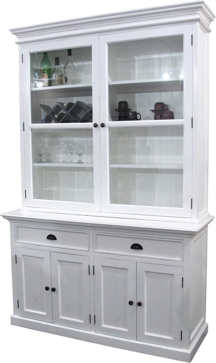 Vitrinekast wit - landelijke vitrinekast wit - 145bx35/50dx220 hoog - gemonteerd - Nova Solo - BCA594