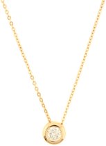 Behave® Dames kettinkje rosé goud-kleur met zirconia steentje 40 cm